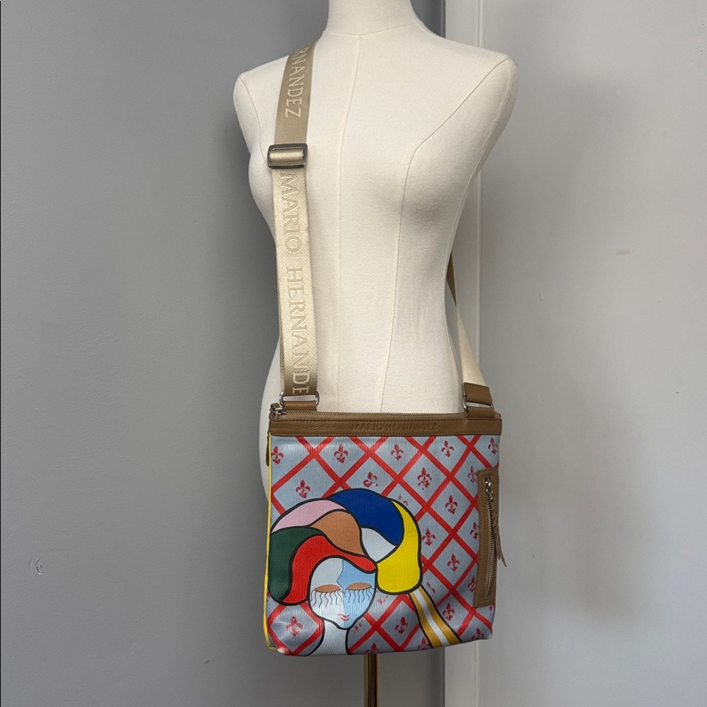 Mario Hernandez Artistic Crossbody Bag 11x11 Logo Strap EUC